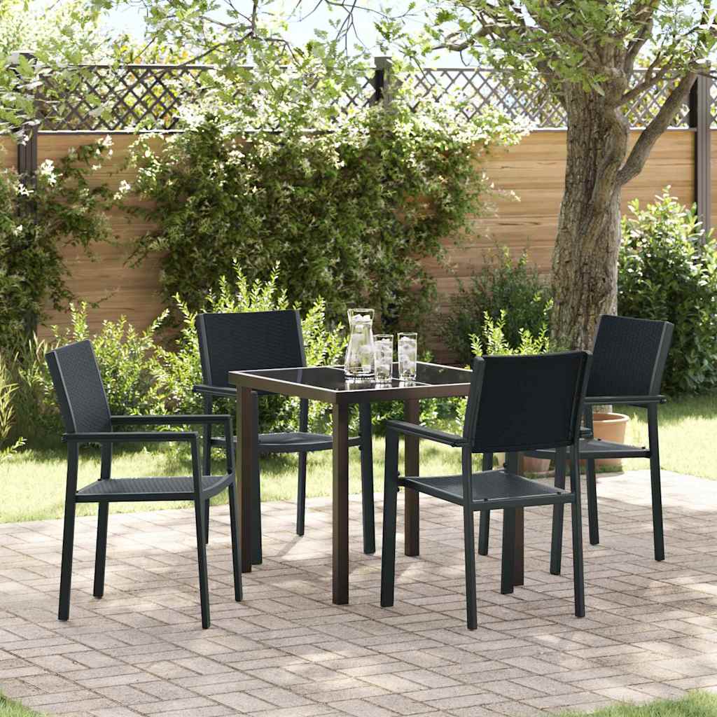 Garden Dining Set 5 pcs Black Poly rattan