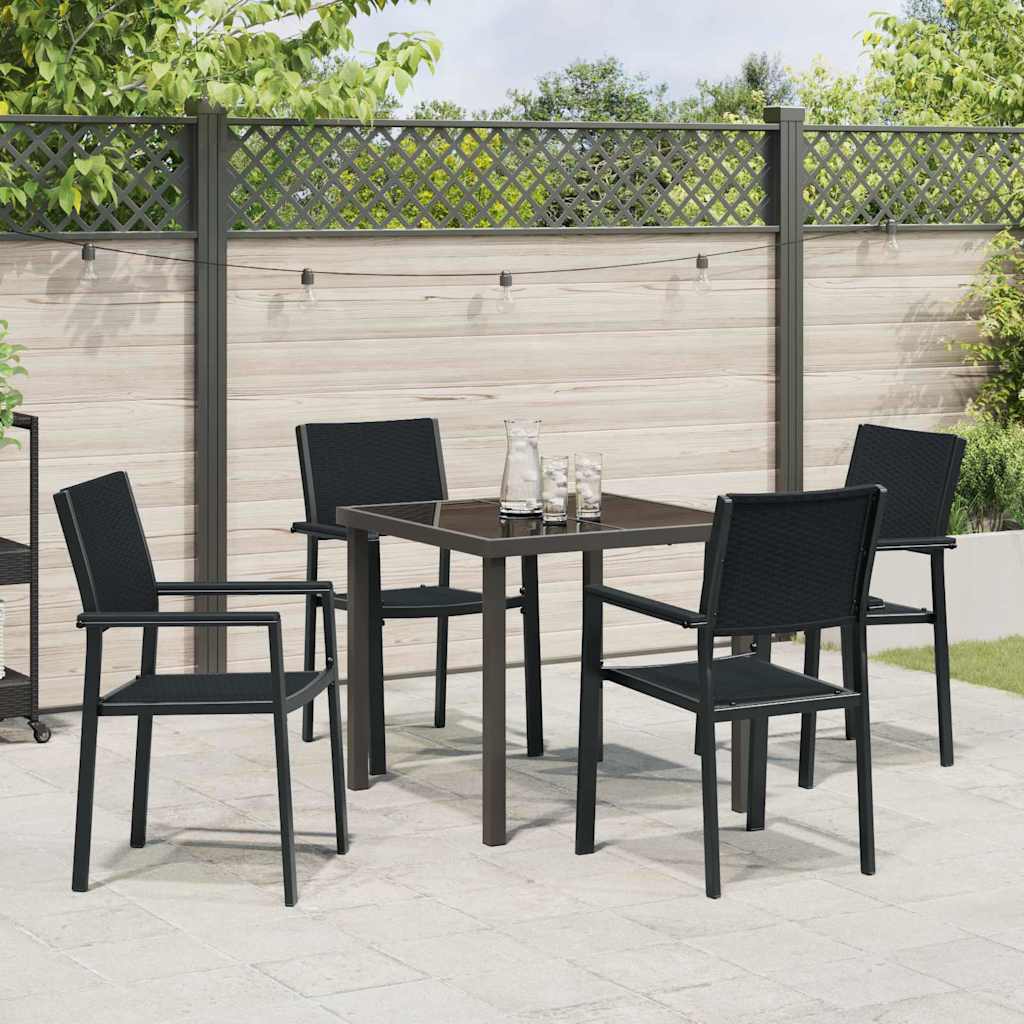 Garden Dining Set 5 pcs Black Poly rattan