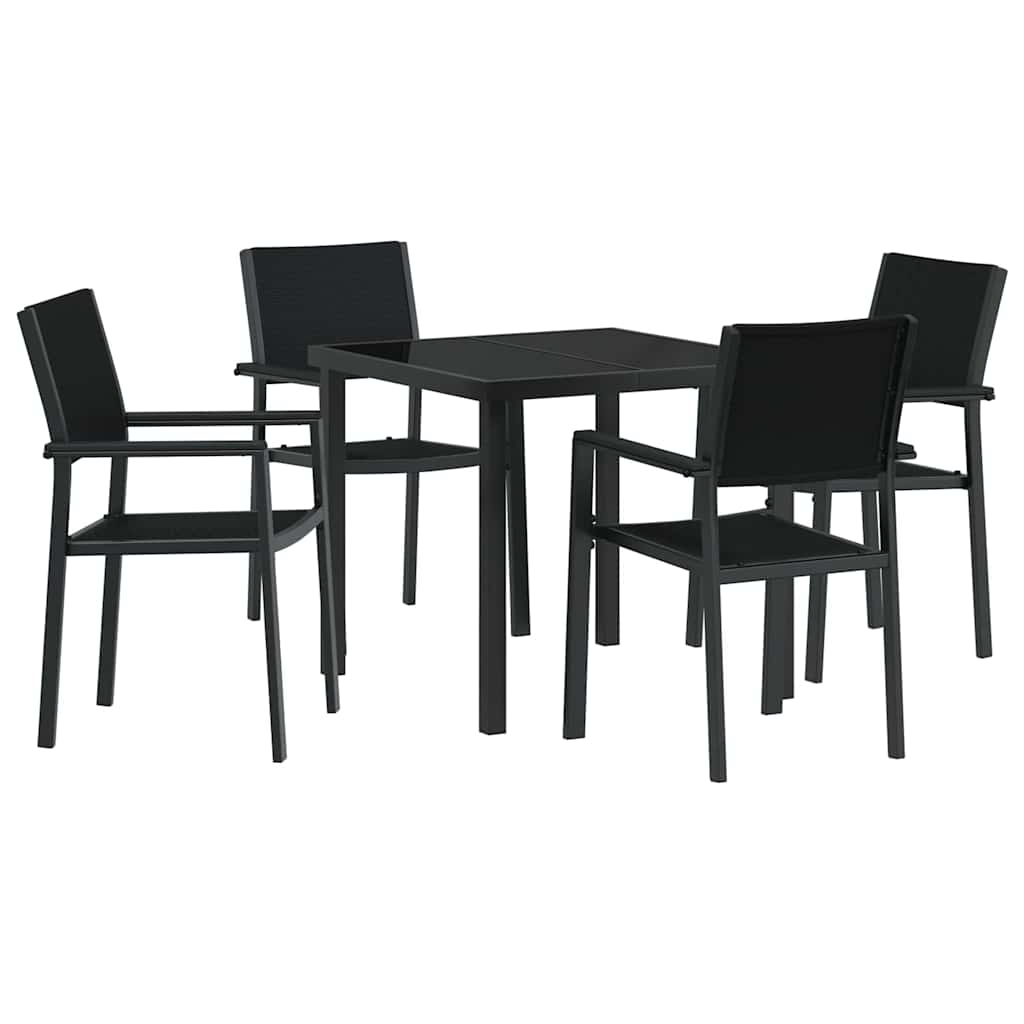 Garden Dining Set 5 pcs Black Poly rattan