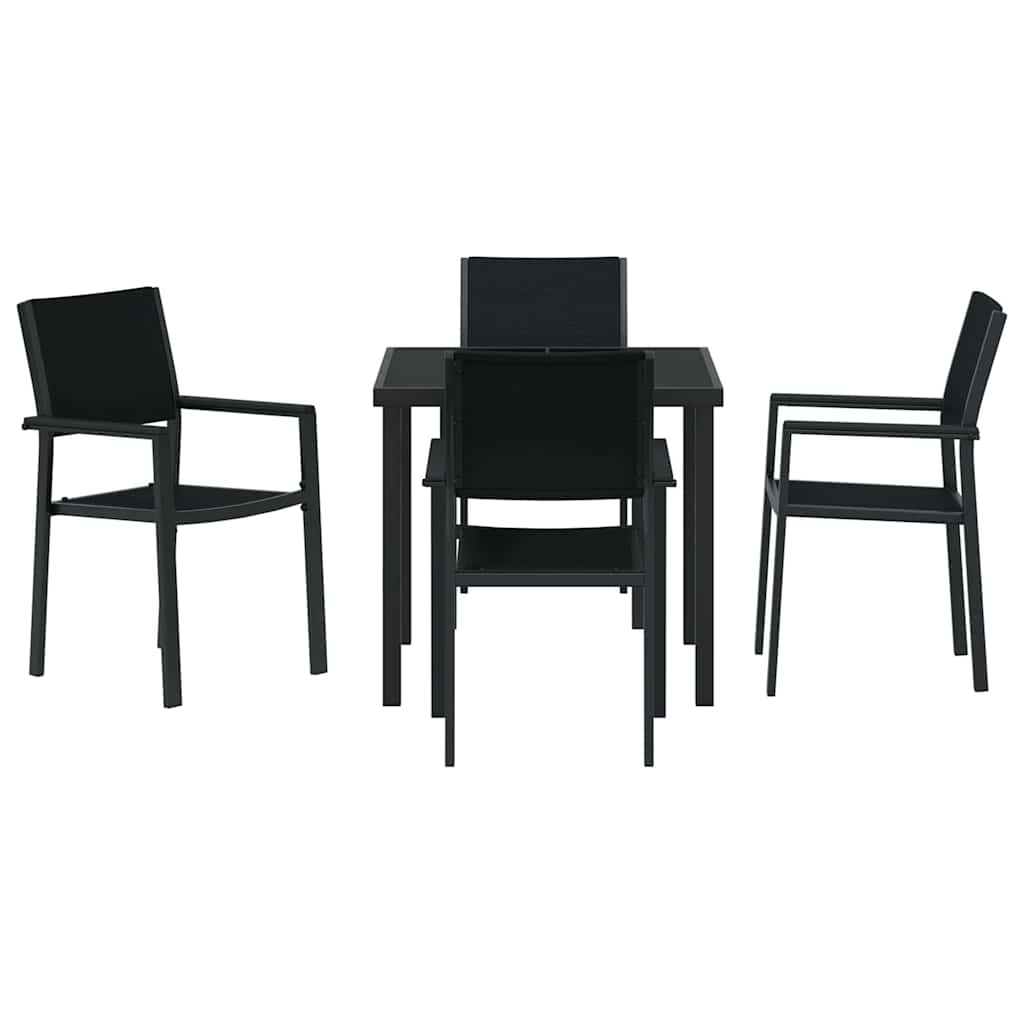 Garden Dining Set 5 pcs Black Poly rattan
