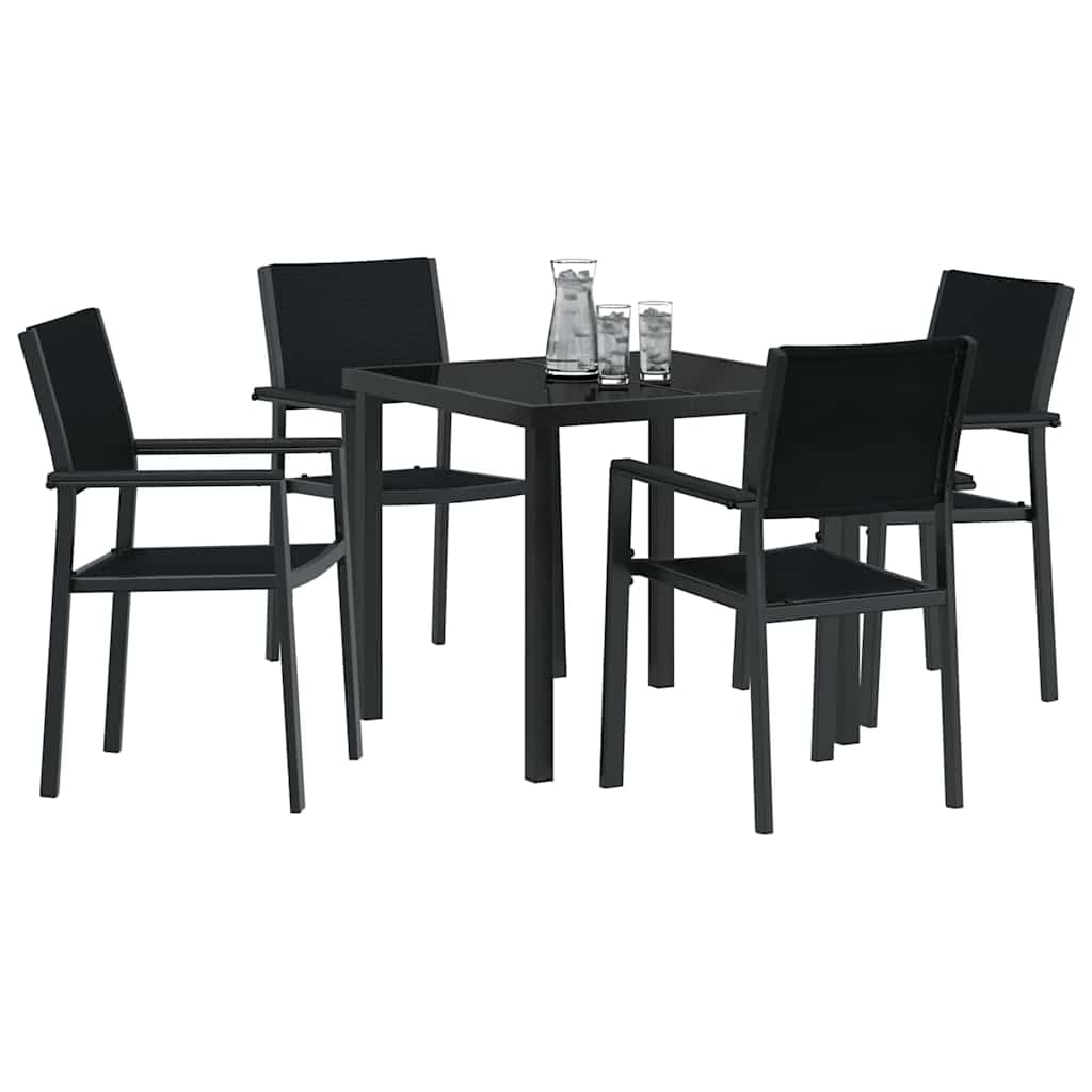 Garden Dining Set 5 pcs Black Poly rattan