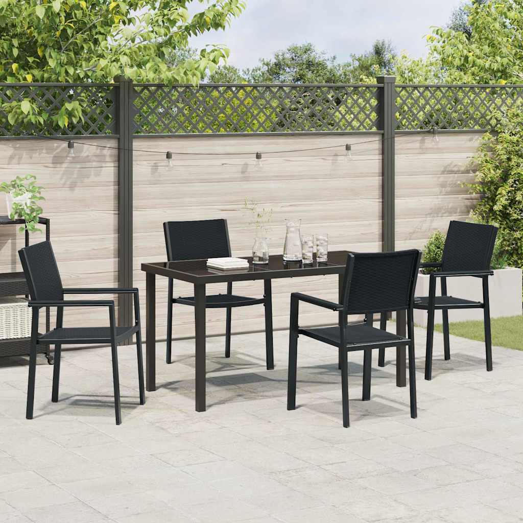 Garden Dining Set 5 pcs Black Poly rattan