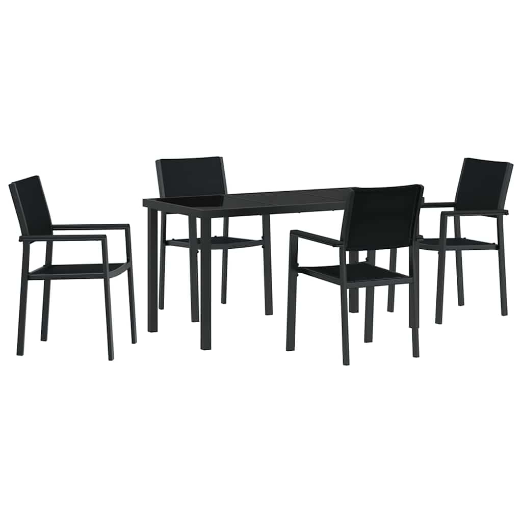 Garden Dining Set 5 pcs Black Poly rattan