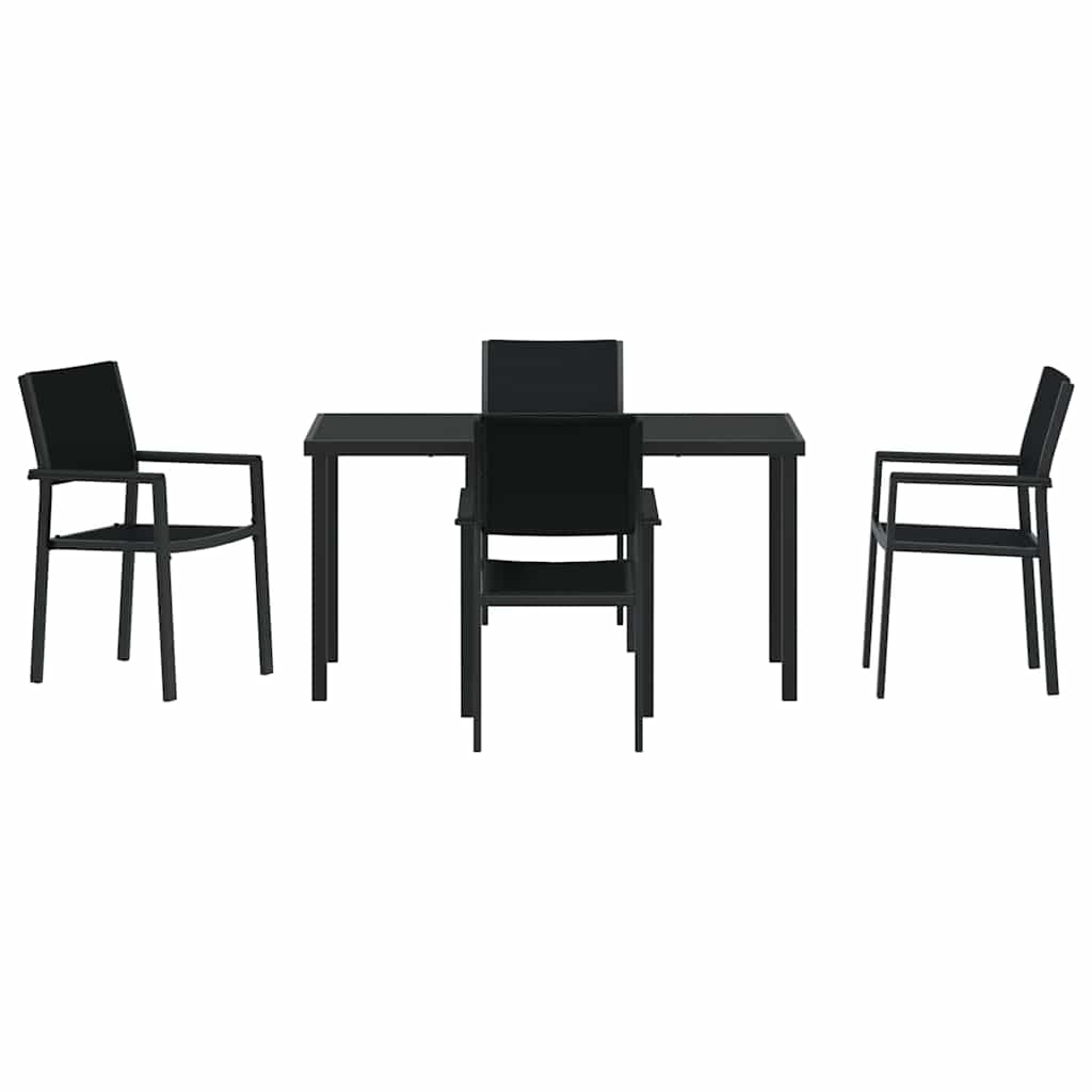 Garden Dining Set 5 pcs Black Poly rattan