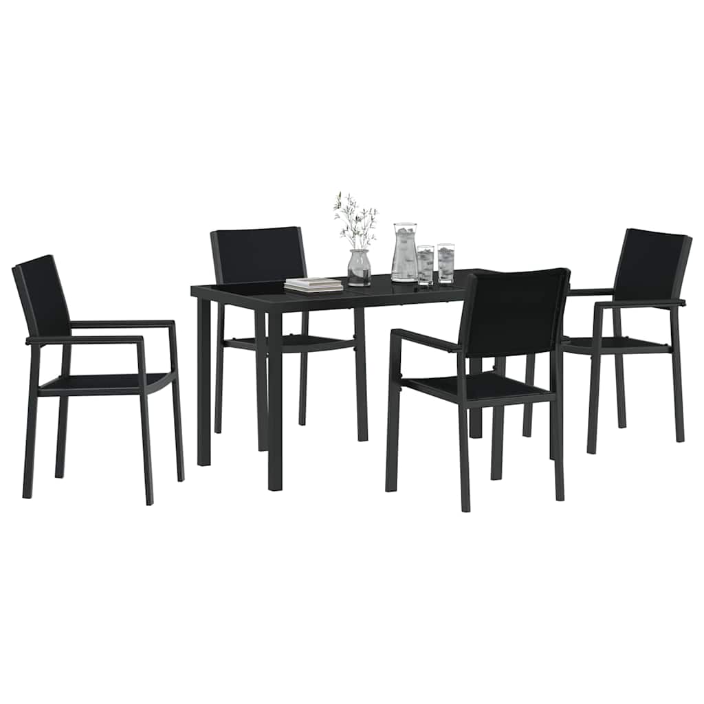 Garden Dining Set 5 pcs Black Poly rattan