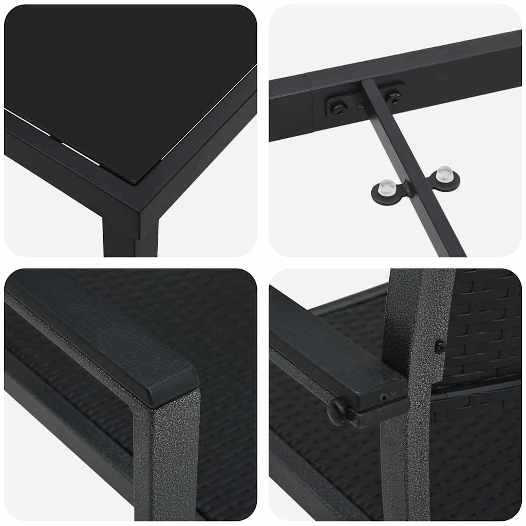 Garden Dining Set 5 pcs Black Poly rattan