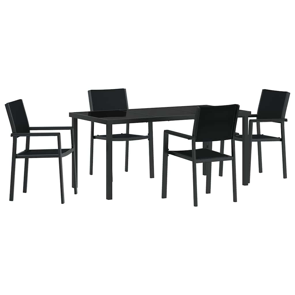 Garden Dining Set 5 pcs Black Poly rattan
