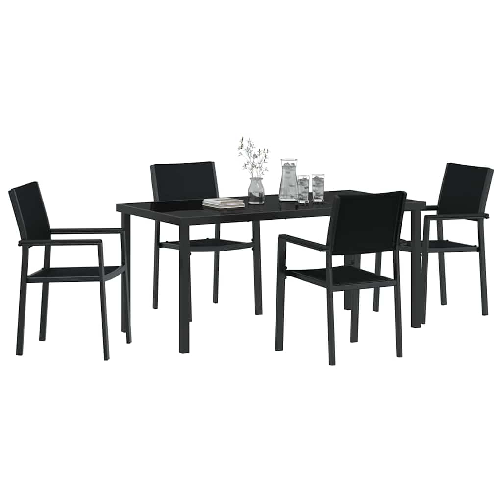 Garden Dining Set 5 pcs Black Poly rattan