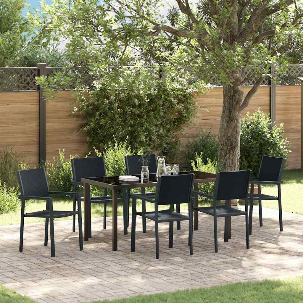 Garden Dining Set 7 pcs Black Poly rattan