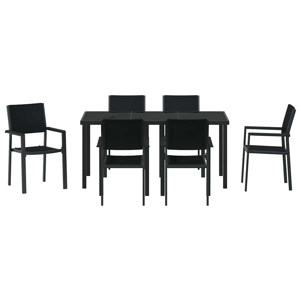 Garden Dining Set 7 pcs Black Poly rattan