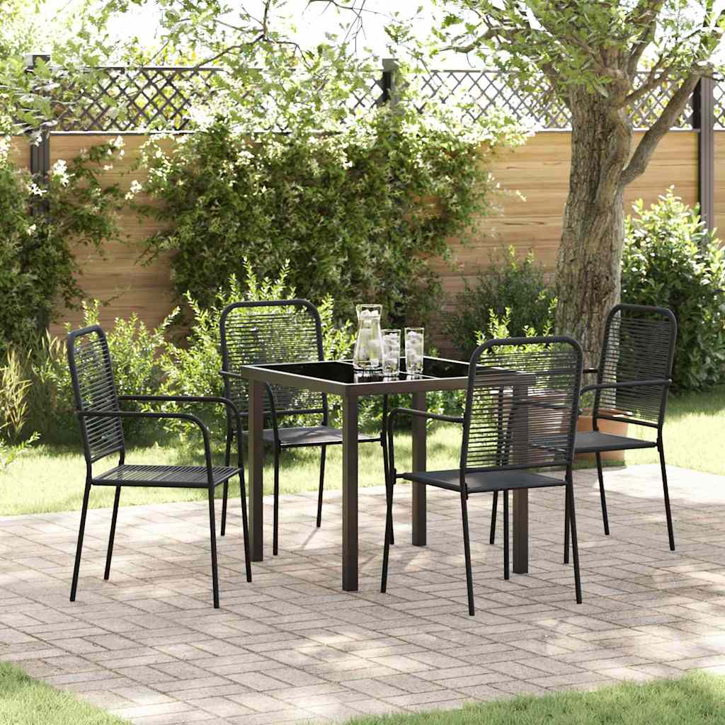 Garden Dining Set 5 pcs Black Cotton rope and steel