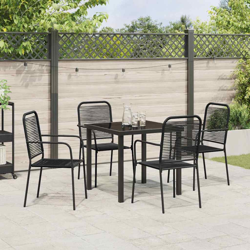 Garden Dining Set 5 pcs Black Cotton rope and steel