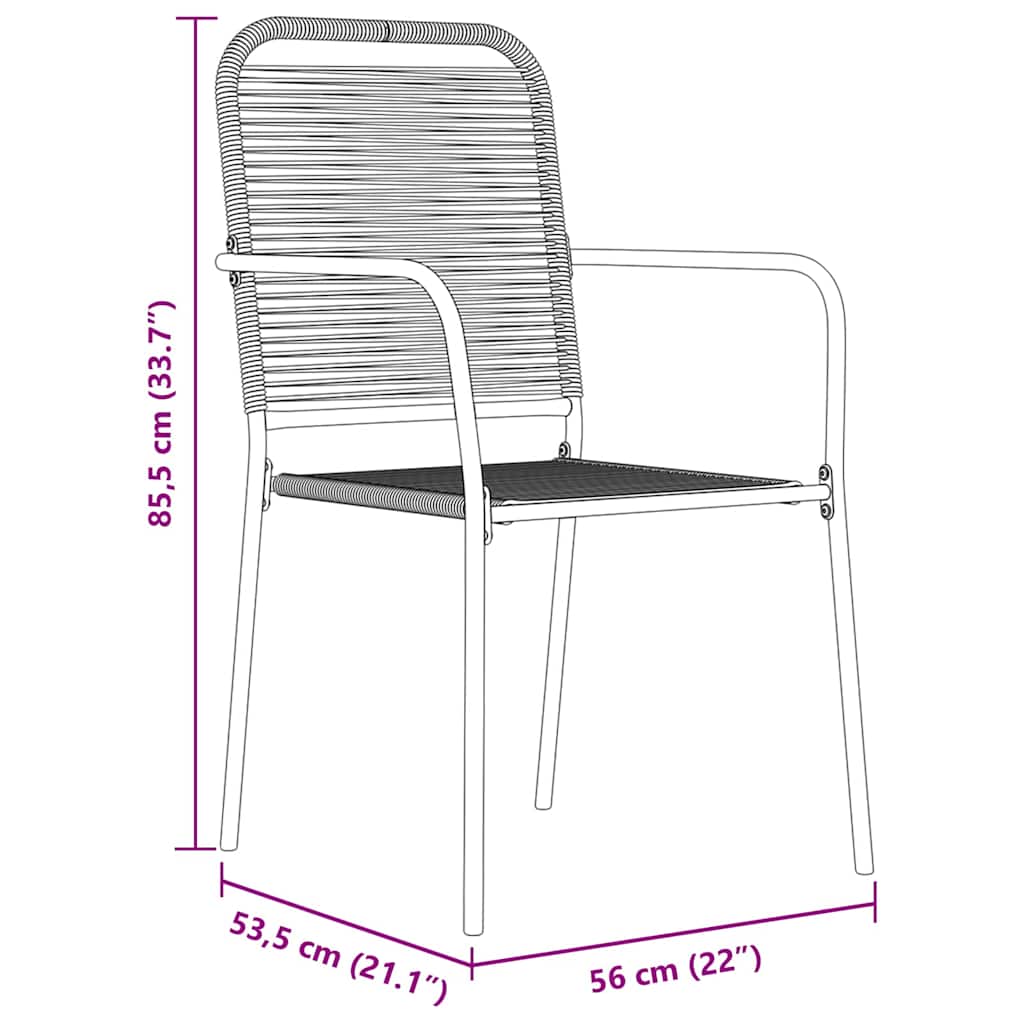 Garden Dining Set 5 pcs Black Cotton rope and steel