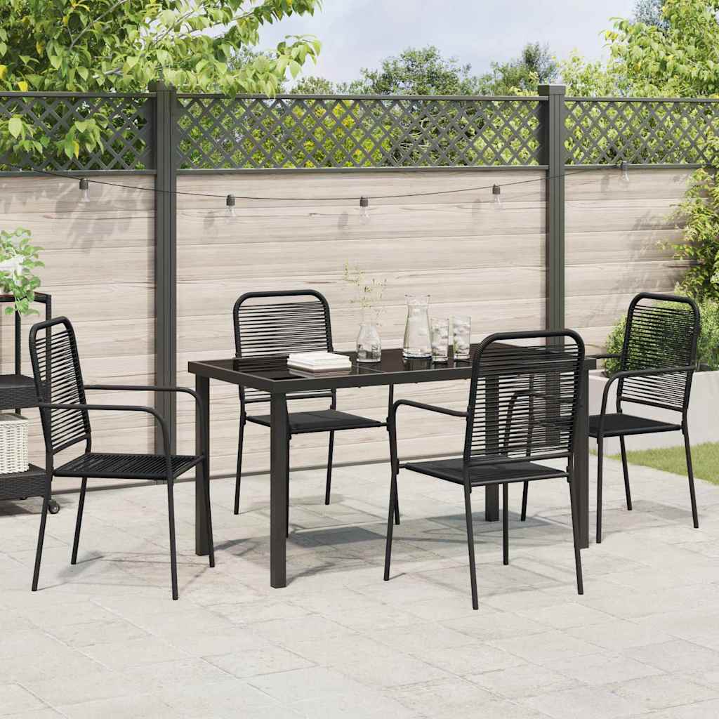 Garden Dining Set 5 pcs Black Cotton rope and steel