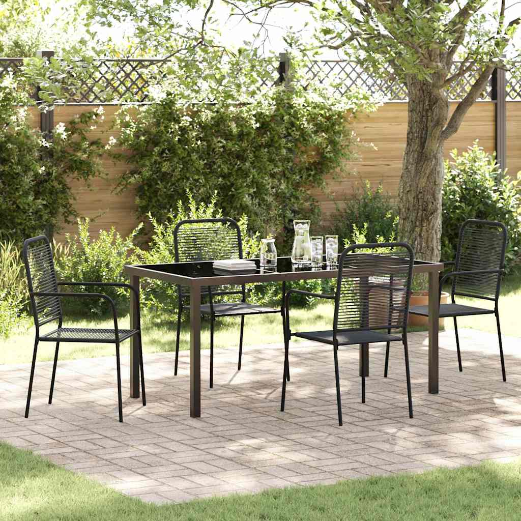 Garden Dining Set 5 pcs Black Cotton rope and steel