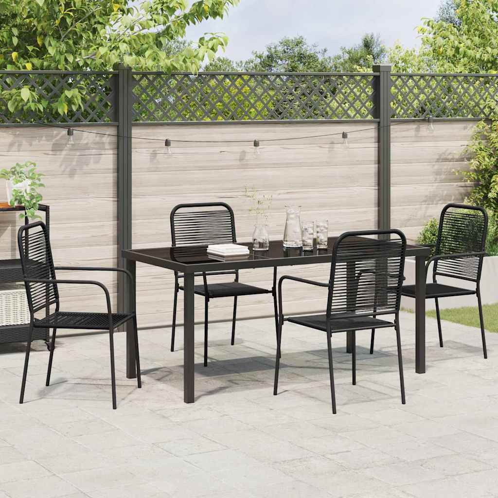 Garden Dining Set 5 pcs Black Cotton rope and steel