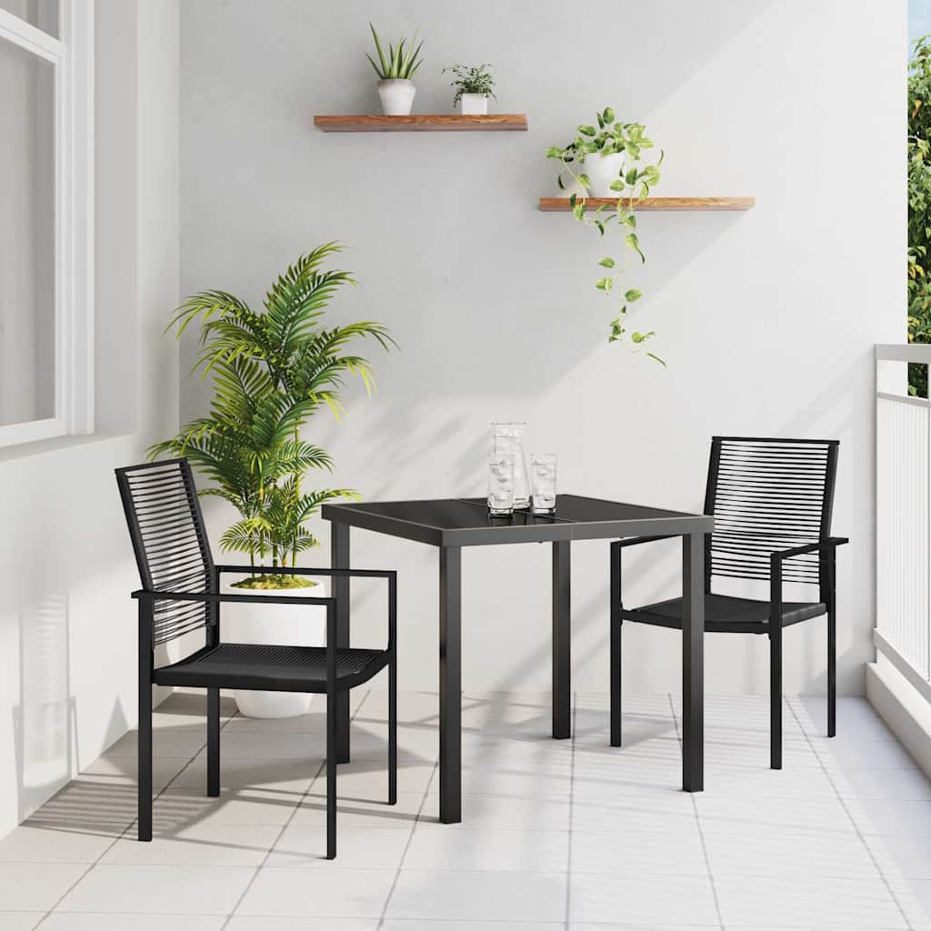 Garden Dining Set 3 pcs Black PVC rattan