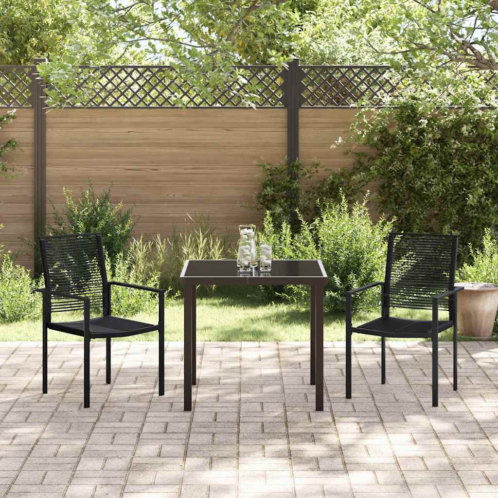 Garden Dining Set 3 pcs Black PVC rattan
