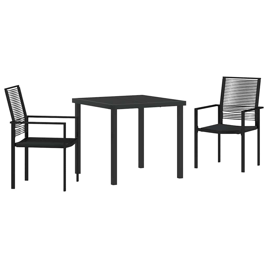 Garden Dining Set 3 pcs Black PVC rattan