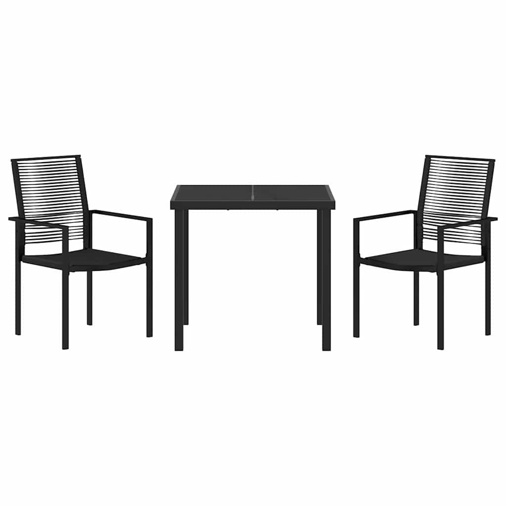 Garden Dining Set 3 pcs Black PVC rattan
