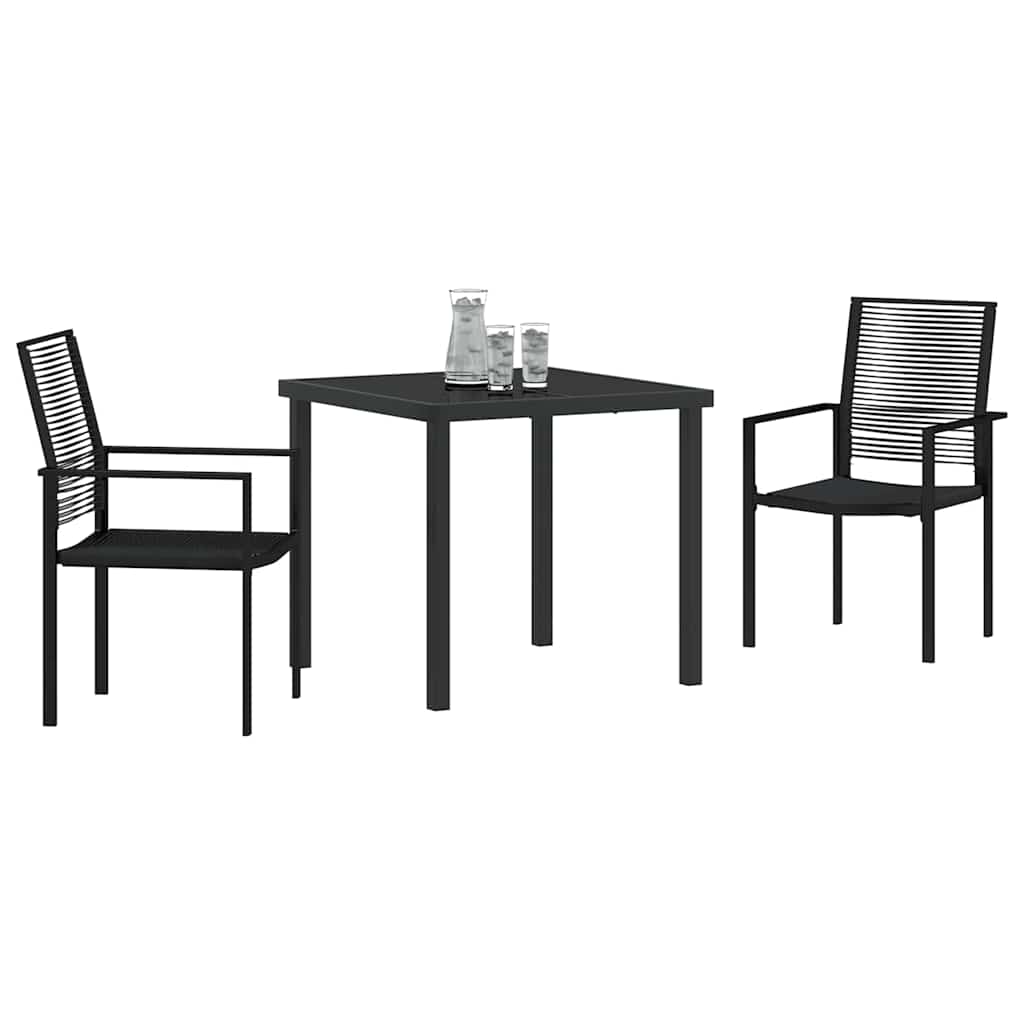 Garden Dining Set 3 pcs Black PVC rattan