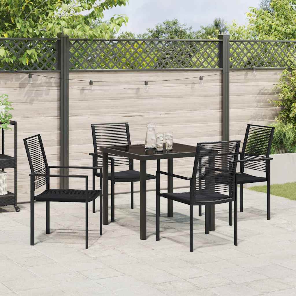 Garden Dining Set 5 pcs Black PVC rattan