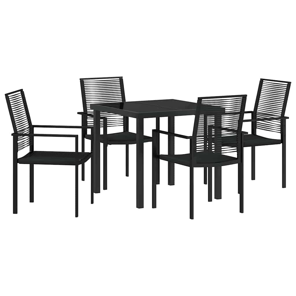 Garden Dining Set 5 pcs Black PVC rattan