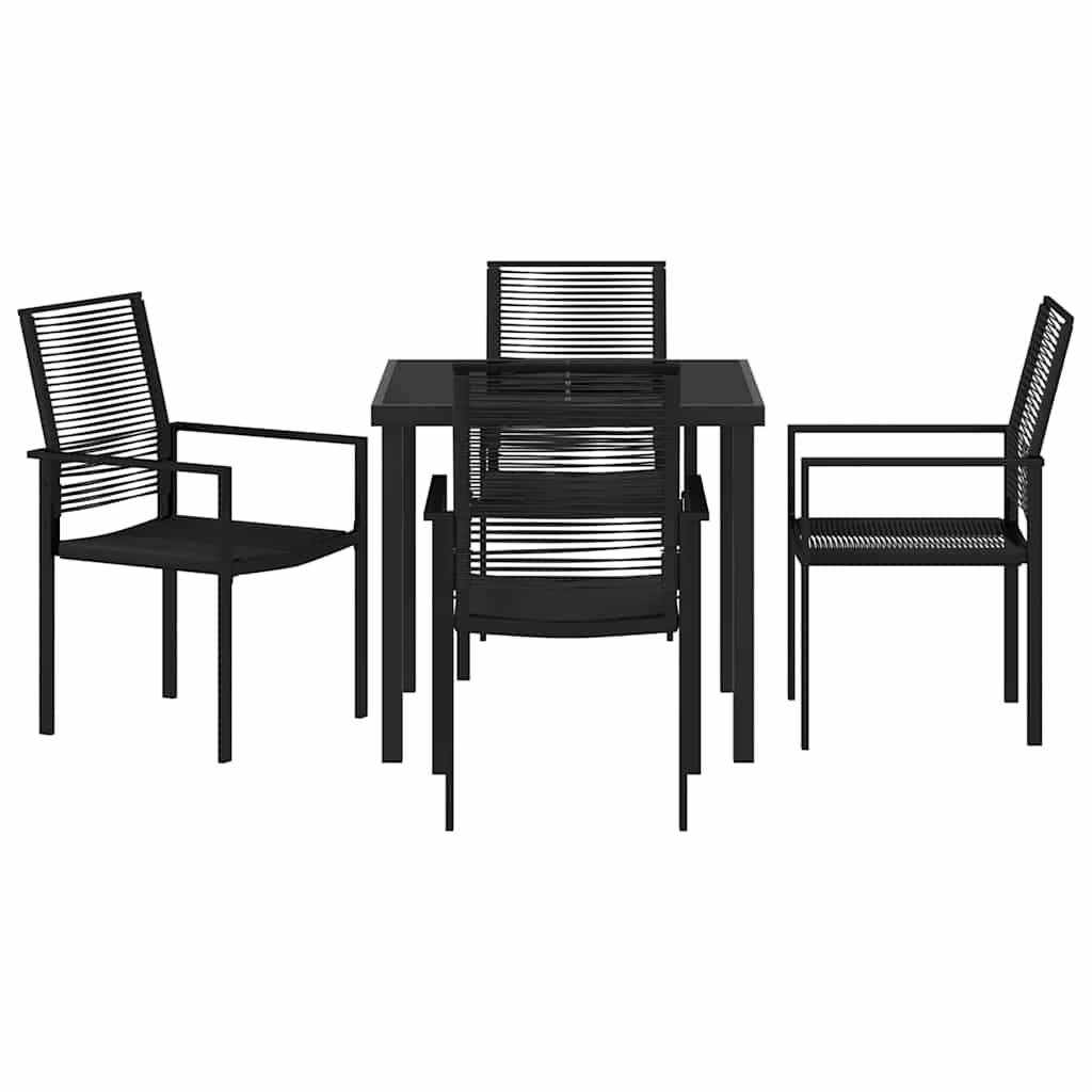Garden Dining Set 5 pcs Black PVC rattan