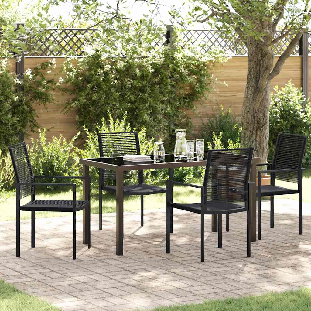 Garden Dining Set 5 pcs Black PVC rattan