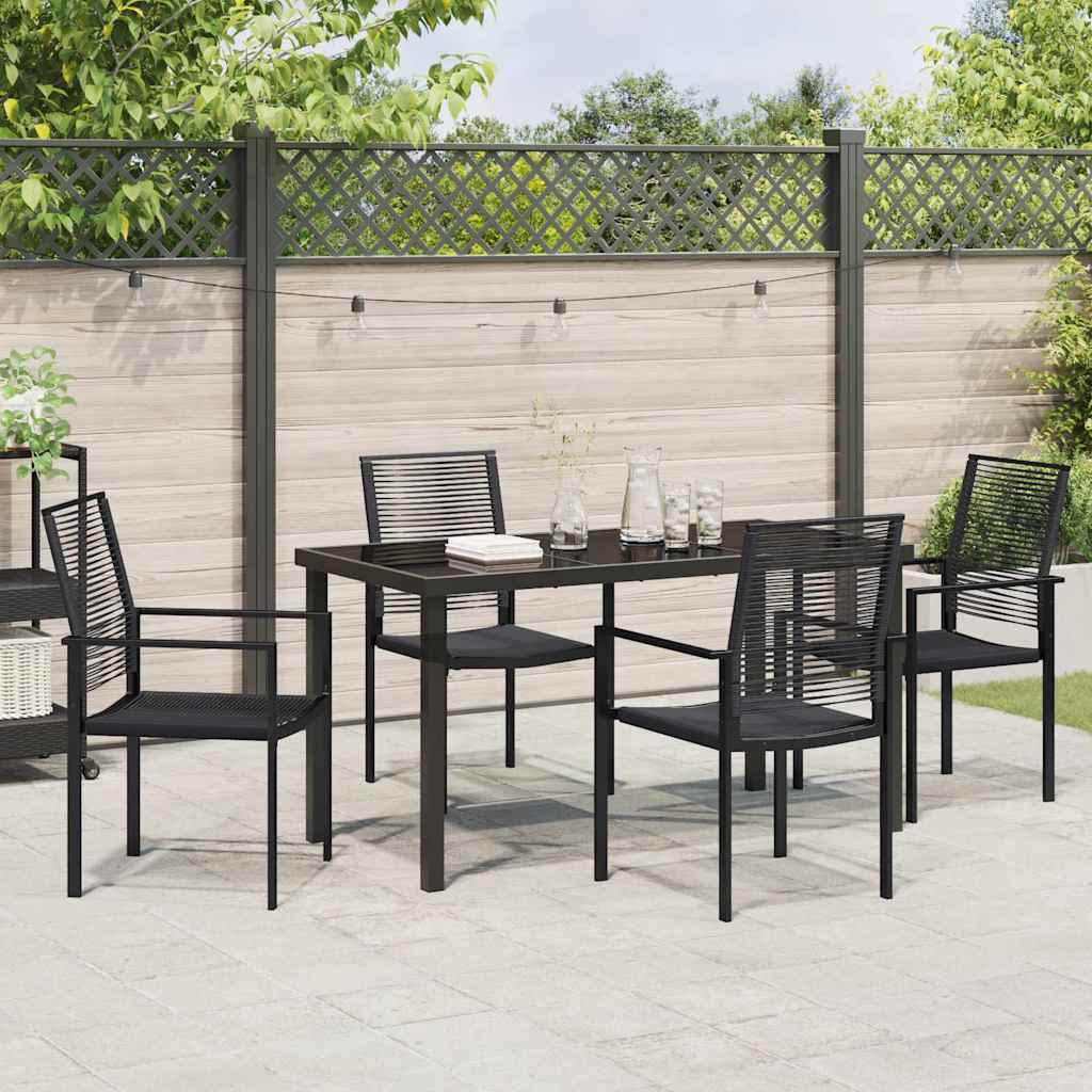 Garden Dining Set 5 pcs Black PVC rattan