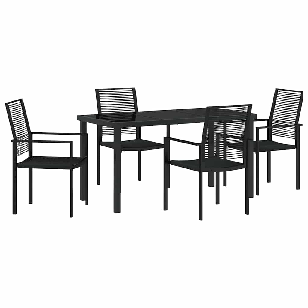 Garden Dining Set 5 pcs Black PVC rattan