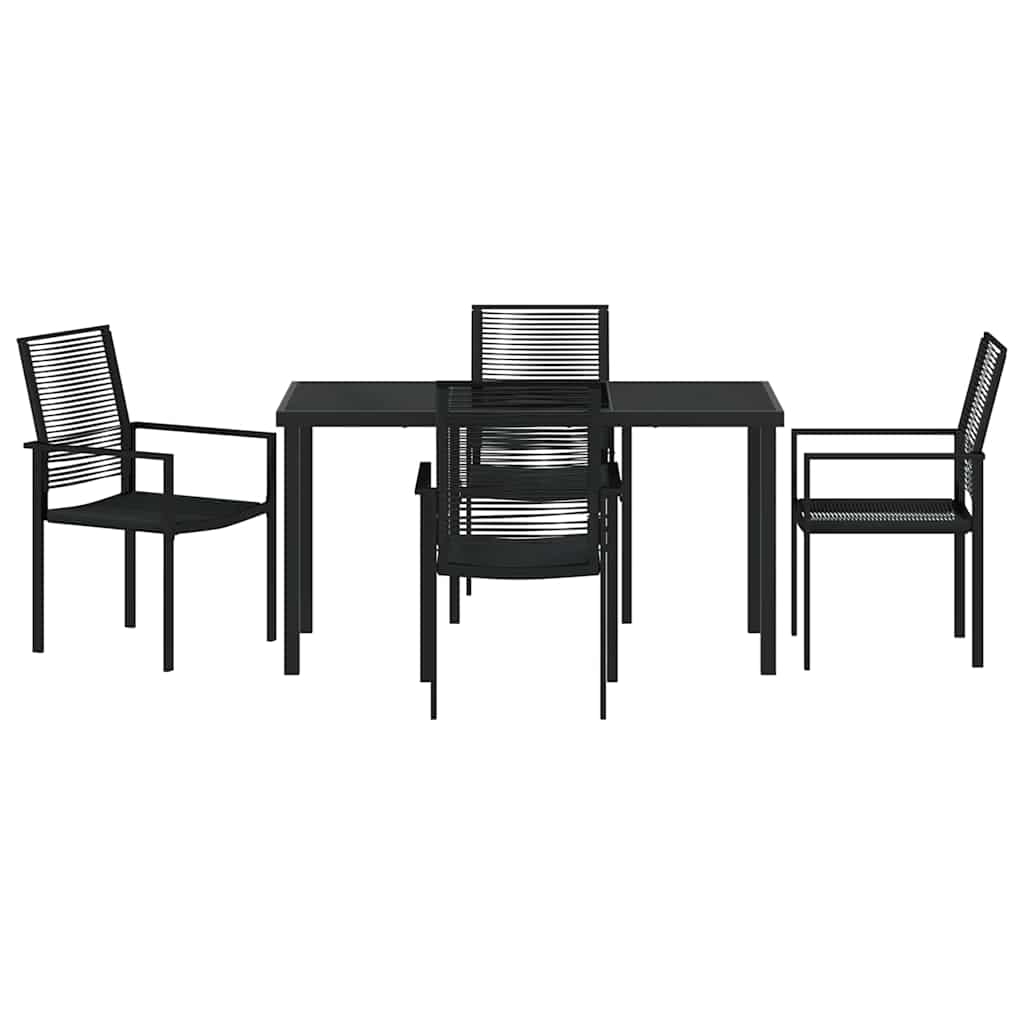 Garden Dining Set 5 pcs Black PVC rattan