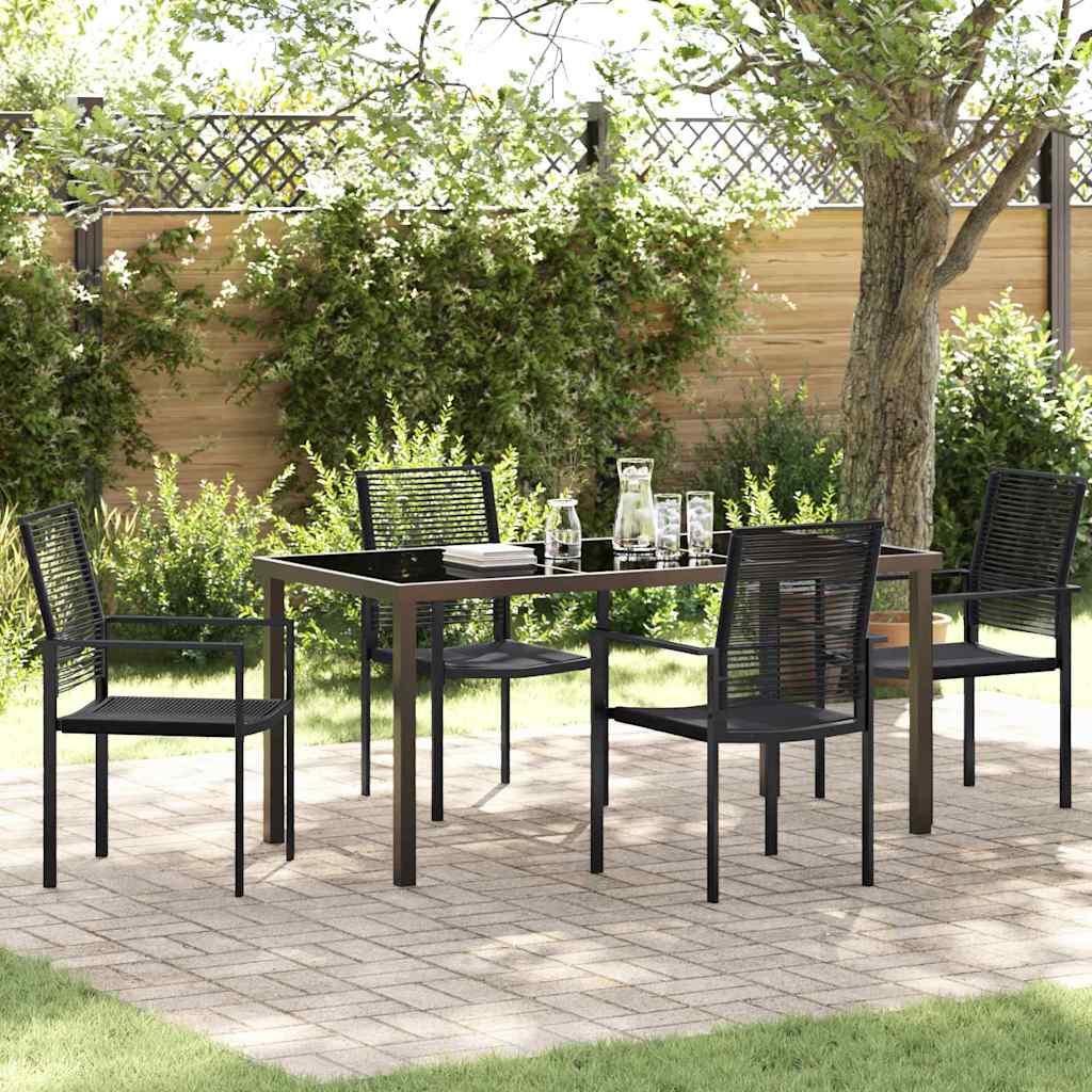 Garden Dining Set 5 pcs Black PVC rattan