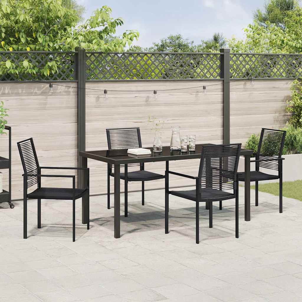 Garden Dining Set 5 pcs Black PVC rattan
