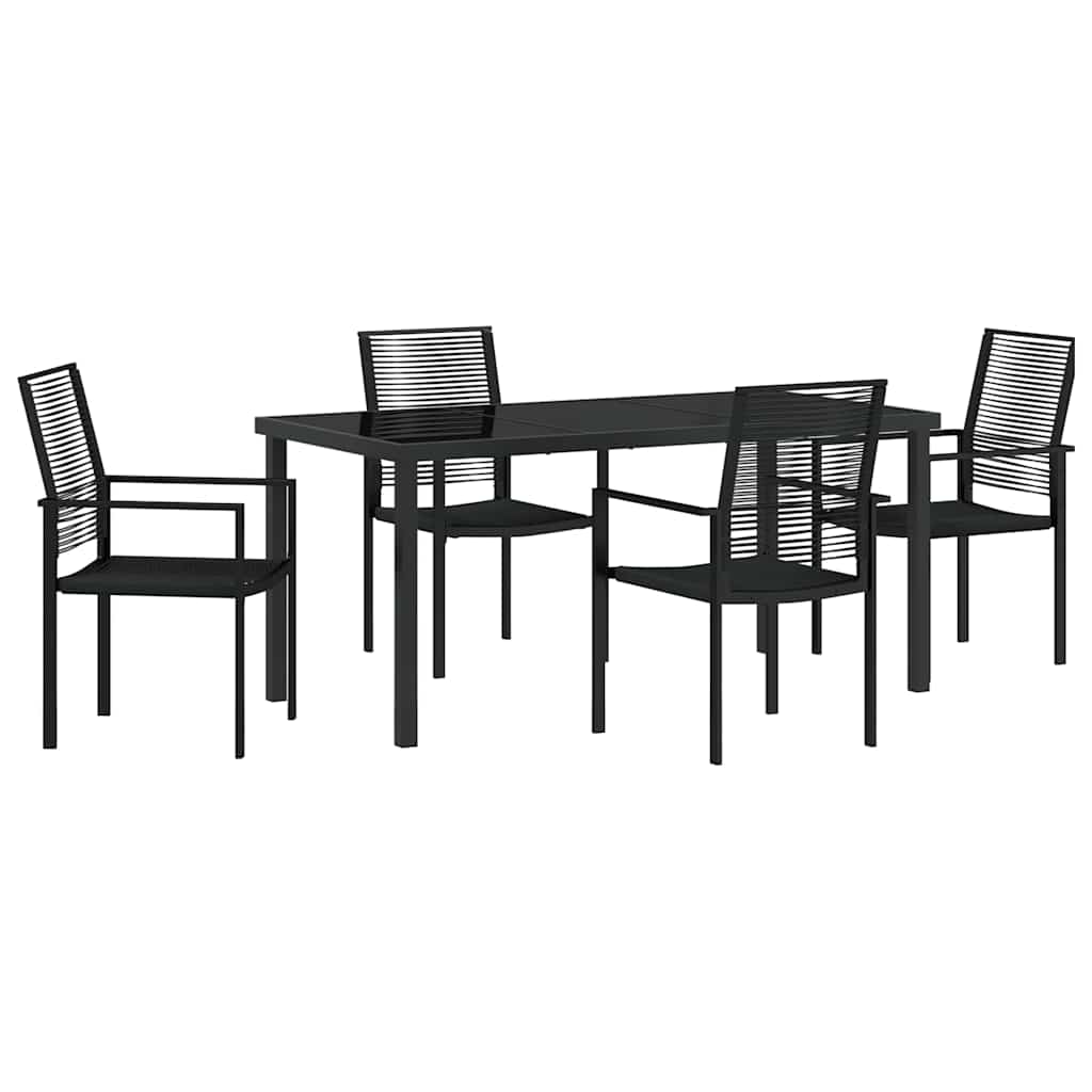 Garden Dining Set 5 pcs Black PVC rattan