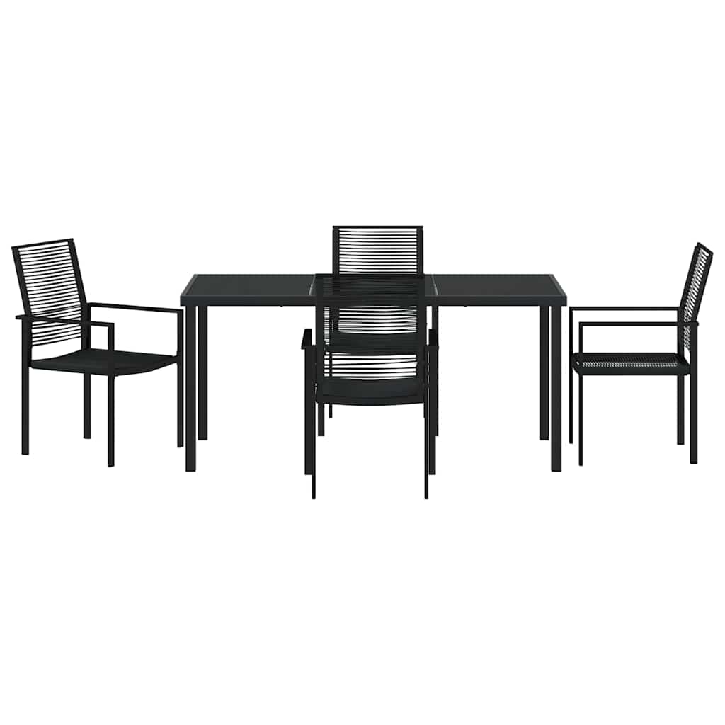 Garden Dining Set 5 pcs Black PVC rattan