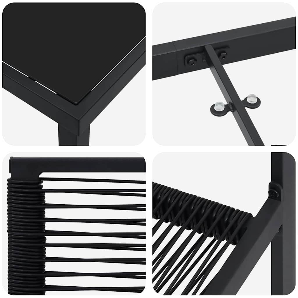 Garden Dining Set 7 pcs Black PVC rattan