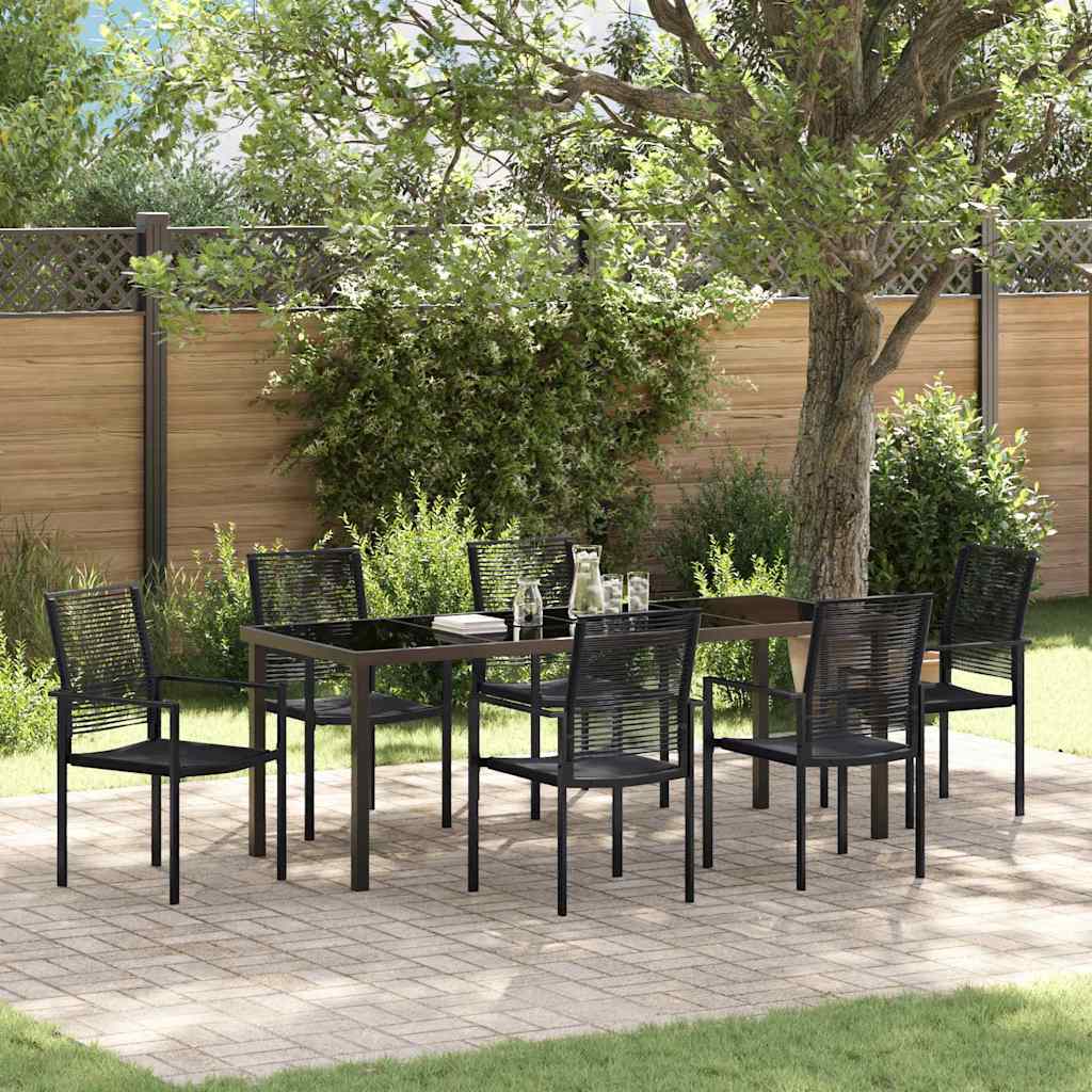 Garden Dining Set 7 pcs Black Powder-Coated Steel