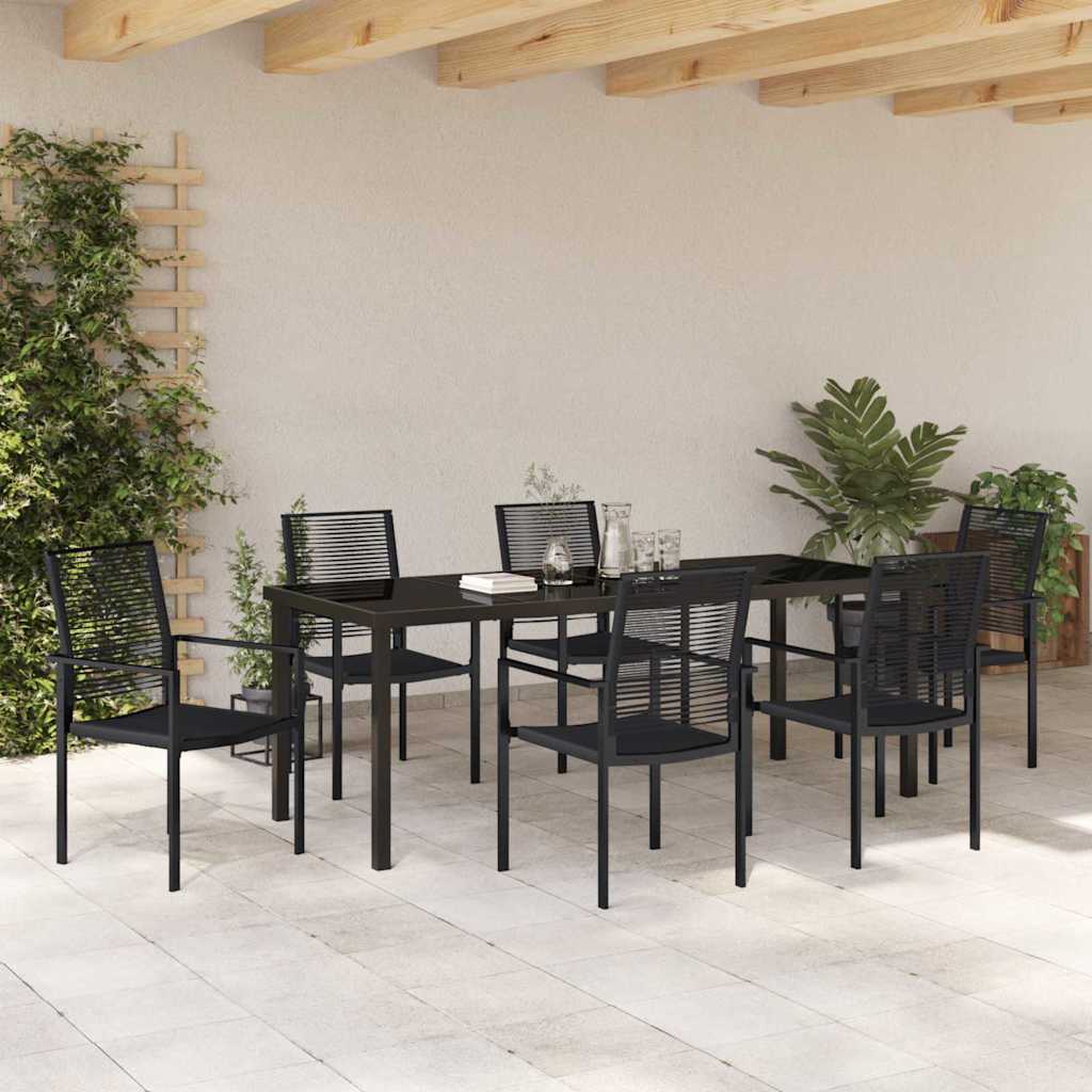 Garden Dining Set 7 pcs Black Powder-Coated Steel