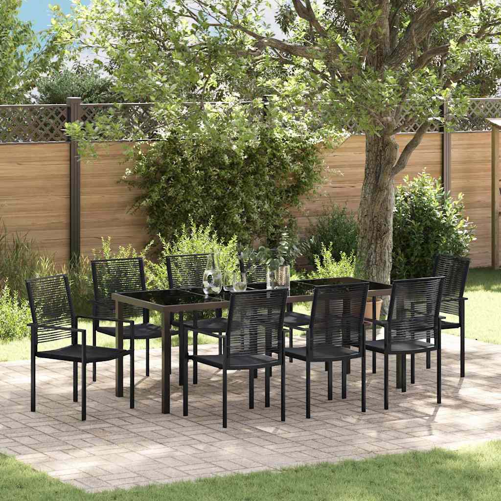 Garden Dining Set 9 pcs Black Powder-Coated Steel