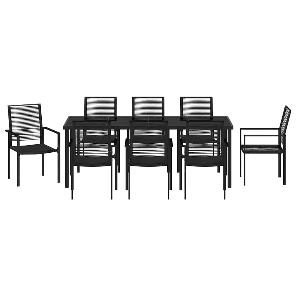 Garden Dining Set 9 pcs Black Powder-Coated Steel