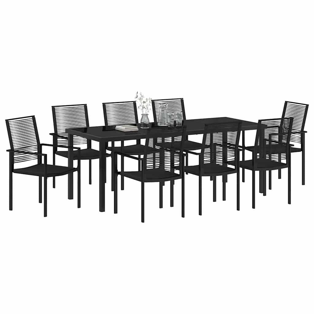 Garden Dining Set 9 pcs Black Powder-Coated Steel