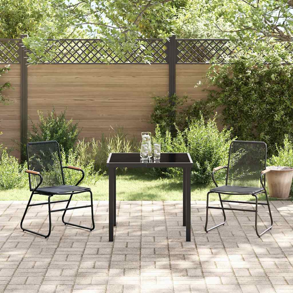 Garden Dining Set 3 pcs Black PVC rattan