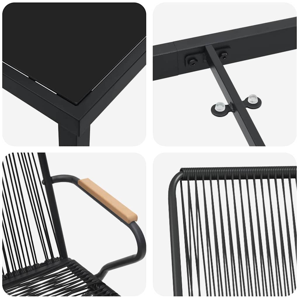 Garden Dining Set 5 pcs Black PVC rattan