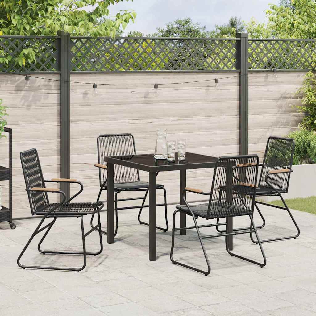Garden Dining Set 5 pcs Black PVC rattan
