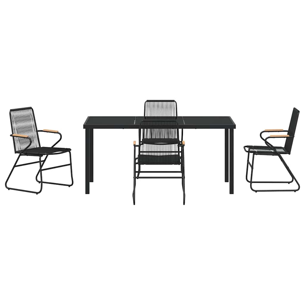 Garden Dining Set 5 pcs Black PVC rattan