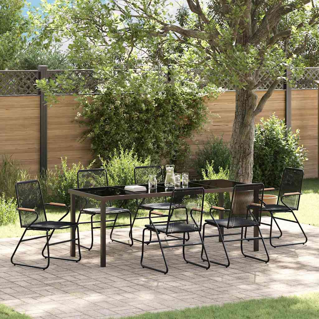 Garden Dining Set 7 pcs Black Powder-Coated Steel