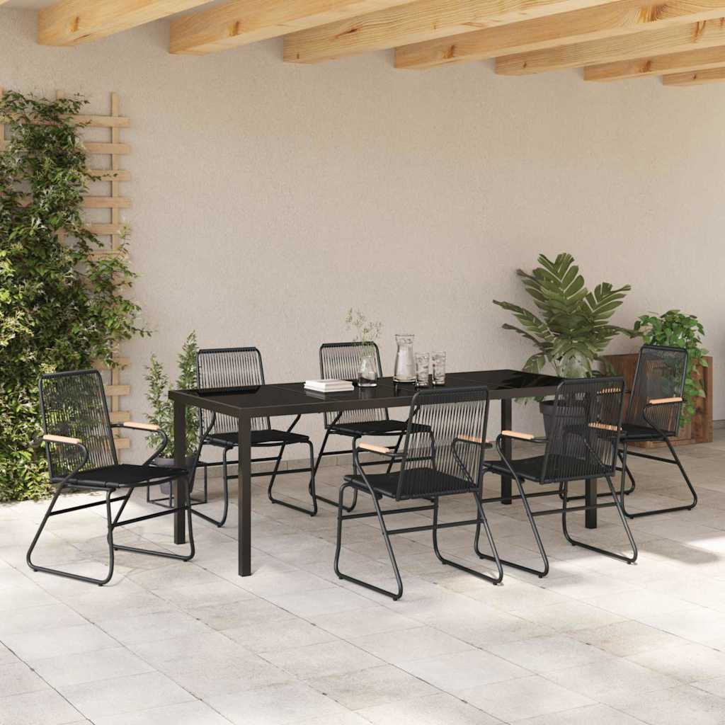 Garden Dining Set 7 pcs Black Powder-Coated Steel