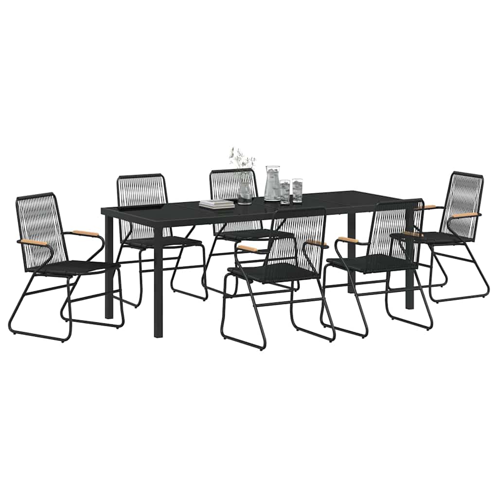 Garden Dining Set 7 pcs Black Powder-Coated Steel