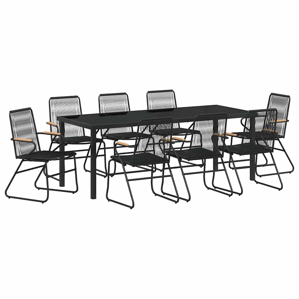 Garden Dining Set 9 pcs Black Powder-Coated Steel